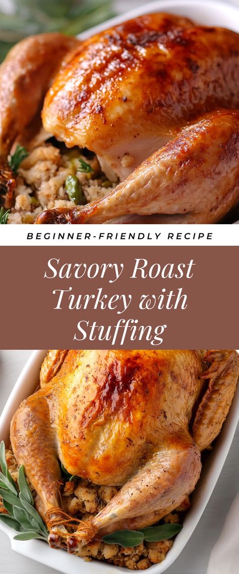 Image for Savory Roast Turkey with Stuffing Stuffing In The Turkey Recipe, Stuffed Roast Turkey Recipes, In Turkey Stuffing Recipes, Moist Turkey Recipes Thanksgiving, Best Stuffed Turkey Recipe, Moistest Turkey Ever, Roasted Turkey With Stuffing, Best Roasted Turkey Recipes, Traditional Stuffing For Turkey