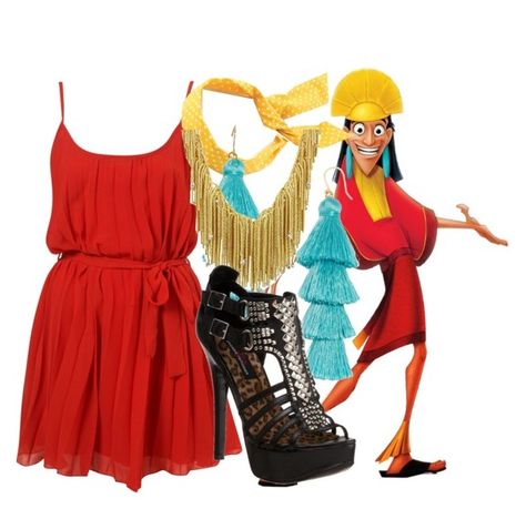 "Kuzco" by dutchveertje ❤ liked on Polyvore featuring RetrÃ², BaubleBar, Orlando Orlandini, Chinese Laundry, disney, disneybound, disneycharacter, theemperorsnewgroove and Kuzco Kuzco Disneybound, Fandom Fashion, Outfit Design, Chinese Laundry, Orlando, Halloween Costumes, Bags For Women, Designer Clothes, Shoe Bag