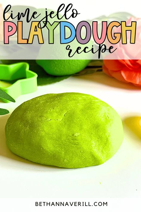 Easy Lime Jello Playdough Recipe 11 Jello Playdough Recipe, Lime Jello Recipes, Jello Playdough, Edible Play Dough, Cloud Dough Recipes, Play Dough Recipes, Edible Playdough, Kids Treat, Playdough Recipe