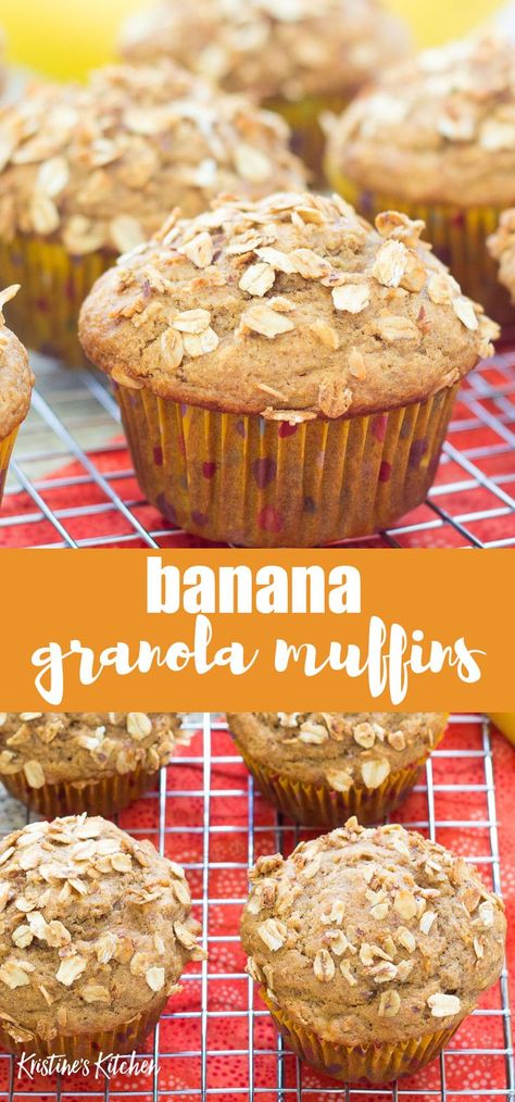 Granola Muffins Recipe, Granola Muffins, Muffins Banana, Banana Granola, Homemade Appetizer, Healthier Sweets, Muffins Recipes, Banana Nut Muffins, Simple Muffin Recipe