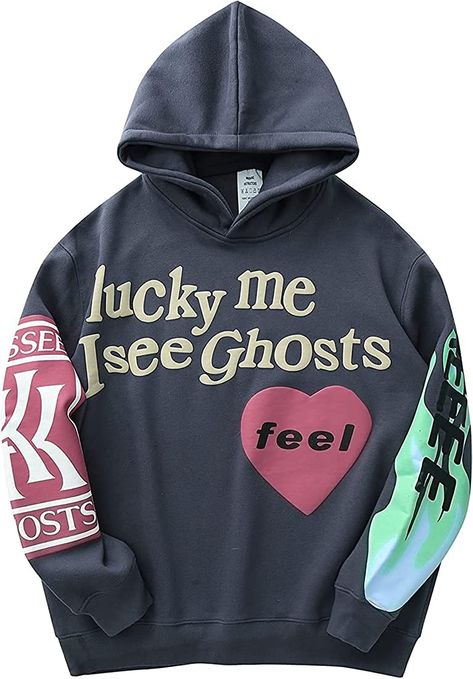 Taiwan Street Fashion, I See Ghosts Hoodie, Lucky Me I See Ghosts, I See Ghosts, Hoodies Womens Fashion, Hip Hop Sweatshirts, Lucky Me, Sports Sweatshirts, Long Sleeve Sweatshirt