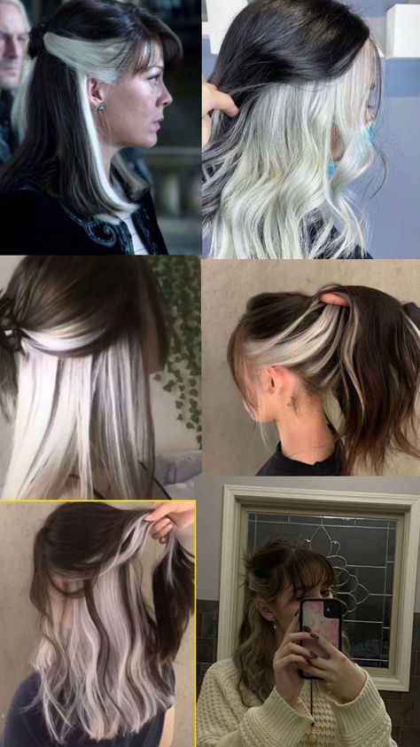 Narcissa Hair, Blonde Underneath Hair, Narcissa Malfoy, Kylie Hair, Peekaboo Hair, Hair Inspiration Long, Hot Hair Colors, Dark Hair With Highlights, Dyed Hair Inspiration