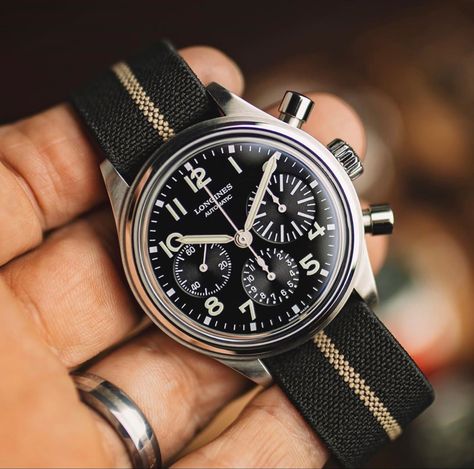 Longines watch with nato strap. Chronographe function Good Fellas, Rolex Explorer Ii, Longines Watch, Sell Your Stuff, Rolex Explorer, Pilot Watch, Nato Strap, Market Price, Cartier Watch