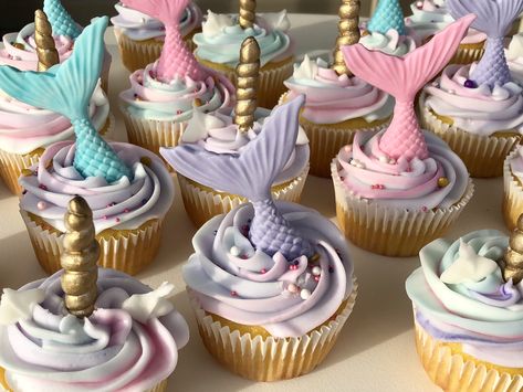 Mermaid Cupcakes Mini Mermaid Cupcakes, Mermaid Cupcakes, Mermaid Parties, Mermaid Party, Mini Cupcakes, 5th Birthday, 3rd Birthday, Kids Birthday Party, Baked Goods