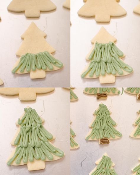 Christmas sugar cookies decorated like a Christmas tree Chewy Sugar Cookie, Awesome Cookies, Christmas Cutout Cookies, Biscuit Ideas, Cooking With Karli, Christmas Sugar Cookies Decorated, Cookie Decorations, Holiday Cookies Christmas, Christmas Cutouts