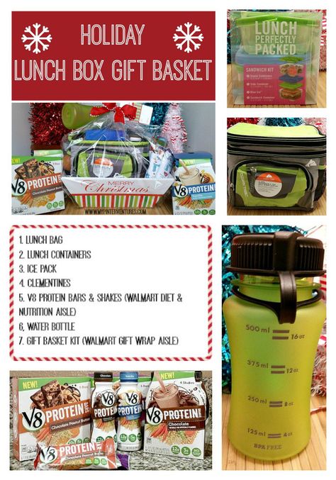 Holiday-Lunch-Box-Gift-Basket - Know a busy person in your life? How about a lunch box gift basket to help prevent skipped lunches and poor snack choices. Lunch Bag Gift Basket Ideas, Lunch Box Gift Basket Ideas, Holiday Lunch, Baskets Ideas, School Nutrition, Busy Person, Holiday Packing, School Holiday, Bag Lunch