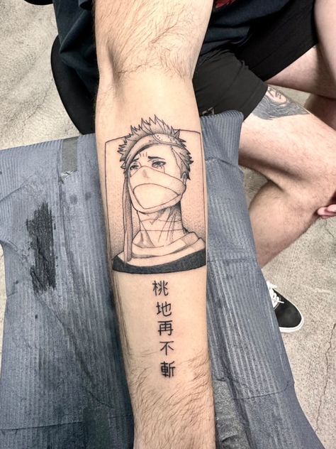 Zabuza Tattoo Ideas, Zanpakuto Tattoo, Manga Style Tattoo, Zabuza Tattoo, Anime Style Tattoos, Manga Panel Tattoos, Naruto Tattoo Ideas, Naruto Tattoos, Comic Tattoo