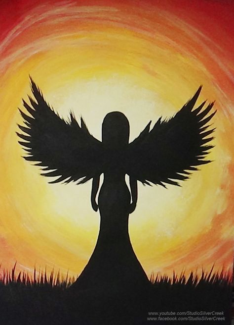 Shilloute Painting, Sillouttes Paintings, Emotional Paintings Easy, Silhouette Painting Acrylic, Silhouette Painting Ideas, Silhouette Art Painting, Silouttes Art, Painting Inspiration Acrylic, Painting Silhouette