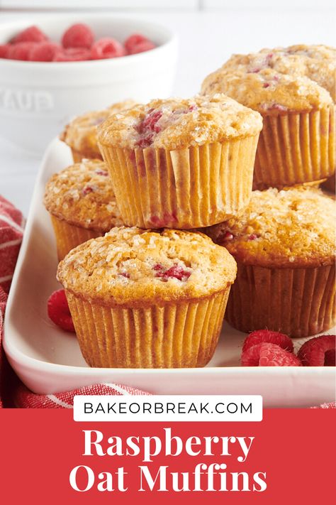 Raspberry Oat Muffins, Raspberry Oatmeal Muffins, Breakfast Muffin, Tin Recipes, Oat Muffins, Muffin Tin Recipes, Oatmeal Muffins, Fresh Raspberries, Baked Oats