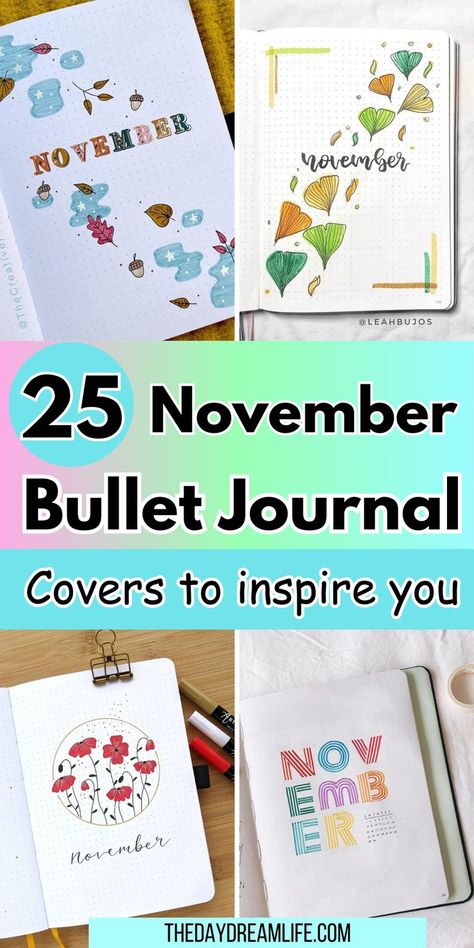 bullet journal Simple Bullet Journal Themes, Bujo November Theme, November Cover Page Bullet Journal, November Bujo Theme, November Journal Cover, Themes For November, Bullet Journal Ideas November, November Bullet Journal Theme, Bujo Monthly Cover