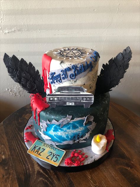 Supernatural Birthday Cake, Supernatural Birthday, Themed Desserts, 13th Birthday, Supernatural, Birthday Parties, Birthday Cake, Birthday Party, Cake