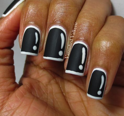 Varnished Valkyrie: Black and White Cartoon Nails Black And White Pop Art Nails, Black And White Cartoon Nails, Black Cartoon Nails, Black Comic Nails, White Cartoon Nails, Cartoon Nail Ideas, Nail Design Cartoon, Outline Nails, Nail Art Cartoon