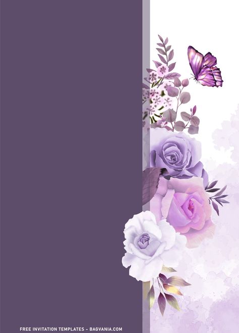 Art And Craft Background, Birthday Invite Ideas, Background For Invitation Card, Happy Birthday Template Aesthetic, Purple Flowers Aesthetic, Pink Purple Background, Invitation Card Background, Lila Party, Purple Flower Background