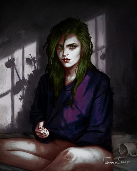 Lady Joker edit recolor Stuck in Asylum Female Joker Aesthetic, Female Joker Art, Martha Wayne Joker, Jokers Daughter, Hailey Quinn, Joker Jacket, Joker Girl, Dc Oc, Female Joker