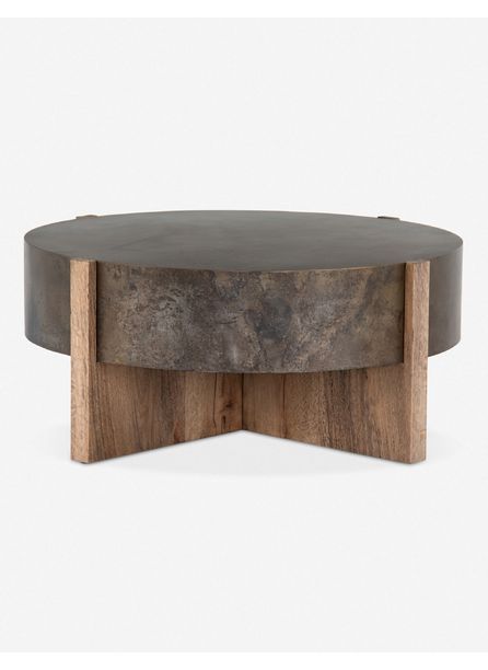 Elevated Coffee Tables and Textured Wood Coffee Tables Industrial Materials, Set Decoration, Iron Coffee Table, Drum Table, Outdoor Furniture Decor, Furniture Redo, Lulu And Georgia, Cool Coffee Tables, Living Room Shop