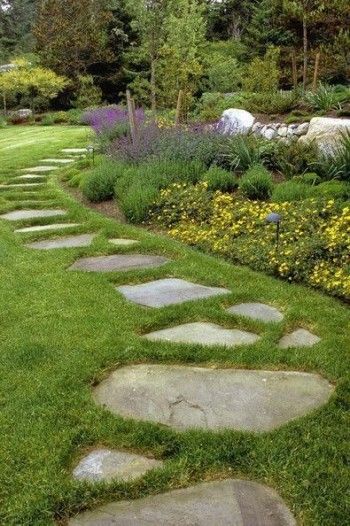 Stepping Stones Pathway, Stone Pathway Ideas, Stepping Stone Pathway, Pathway Ideas, Stepping Stone Paths, Pathway Landscaping, Brick Garden, Garden Stepping Stones, Budget Garden