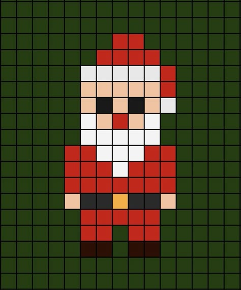 A small-ish pixel art template of Santa Claus with a red nose. Easy Pixel Art Christmas, Small Christmas Pixel Art, Easy Christmas Cross Stitch Patterns Free, Pixel Art Christmas Tree, Santa Pixel Art, Pixel Art Tiny, Tiny Pixel Art, Pixlr Art, Pixel Art Noel