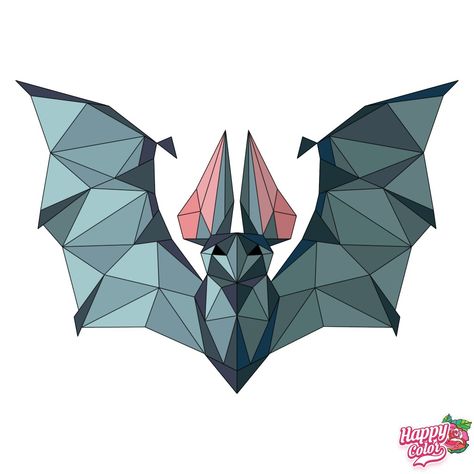 🦇🖤 Geometric Bat, Lowpoly Art, Geometric Art Animal, Geo Design, Polygon Art, Chip Carving, Low Poly Art, Coloring Apps, Graphic Designing