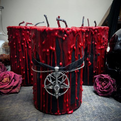 Emo Candles, Witchy Candle, Goth Candles, Creepy Candles, Gothic Candle, Candle Making Recipes, Witchy Candles, Fairy Candles, Gothic Candles