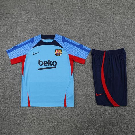 Barcelona 22/23 Training Jersey Kit - Sky Blue&Red Barcelona Training, Training Kit, Sport Wear, Fc Barcelona, Soccer Jersey, Sky Blue, Stylish Outfits, Blue Sky, Barcelona