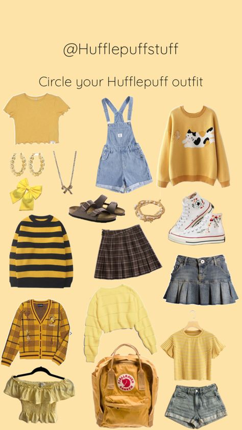 #hufflepuff #outfits #harrypotter #wizardigworld Hufflepuff Core, Universal Studios Outfits, Hufflepuff Girl, Hufflepuff Outfit, Universal Studios Outfit, Hufflepuff Aesthetic, Harry Potter Outfits, School Of Witchcraft, Hogwarts School