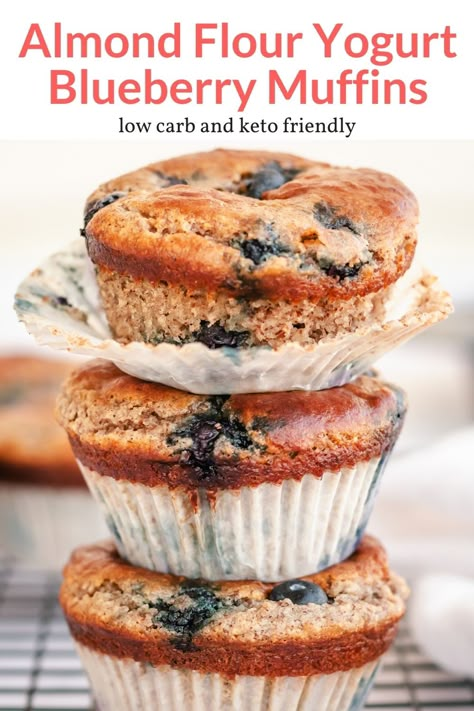 Almond Flour Blueberry, Almond Flour Blueberry Muffins, Blueberry Yogurt Muffins, Oatmeal Chocolate Chip Muffins, Almond Flour Muffins, Blueberry Yogurt, Yogurt Muffins, Slender Kitchen, Low Carb Low Fat Recipes