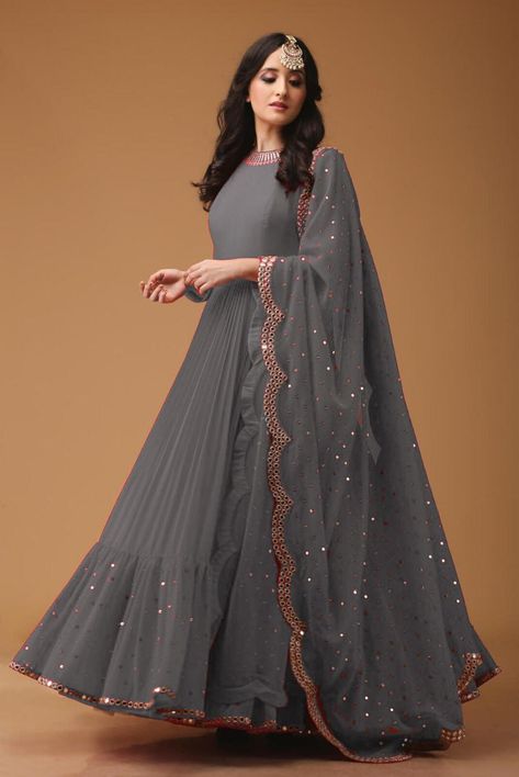 Grey Party wear designer Lehenga choli #Wedding #Choli #Modern #Jacket #Simple #Sabyasachi #Bridal #Floral #Saree #Black #Pastel #Bridesmaid #Skirt #Pakistani #Anita Dongre #Sangeet #Off Shoulder #White #Blue डिजाइनर कपड़े, Lehnga Dress, Pakistani Fancy Dresses, Long Dress Design, Salwar Kamiz, Indian Gowns Dresses, Kurti Designs Party Wear, Indian Gowns, Designer Party Wear Dresses