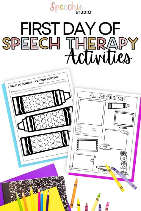 Speech Therapy First Day Activity, Slp Get To Know You Activities, First Speech Therapy Session Activities, First Day Speech Therapy Activities, Get To Know You Speech Therapy Games, Get To Know You Speech Therapy, All About Me Speech Therapy Activities, First Week Of Speech Therapy Activities, 3rd Grade Speech Therapy