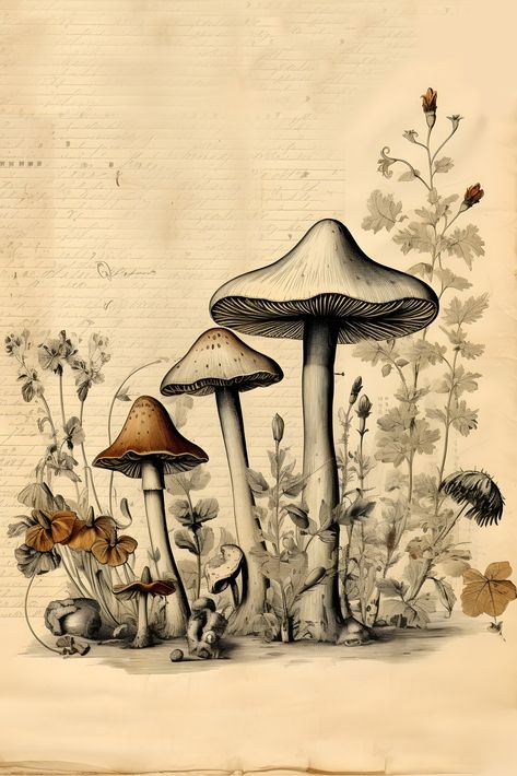 🍄 Take a Journey to the Past with this Antique Mushroom Illustration! 🍄 Infused with the charm of 19th-century botanical artistry, this piece is perfect for lovers of both history and nature. Vintage Mushroom Art, Botanical Printables, Vintage Newspaper, Illustration Botanique, Journal Vintage, Vintage Mushroom, Decoupage Art, Vintage Collage, Mushroom Art