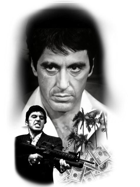 Scarface Tattoo Stencil, Al Pacino Tattoo, Scarface Tattoo Design, Tony Montana Tattoo, Escobar Tattoo, Scarface Tattoo, Scarface Al Pacino, Montana Tattoo, Tattoo Mafia