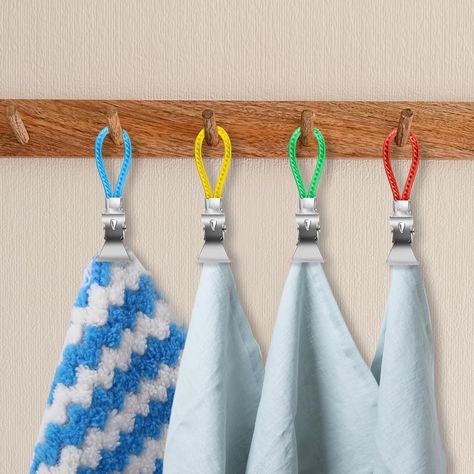 Amazon.com - Towels Clip Kitchen Towels Clip TeaTowel Clips for Hanging with Loop Cloth Hook Clip Hangers for Home Kitchen Bathroom Cupboards Hanging Towels Kitchen Towels Crafts, Bathroom Cupboards, Kitchen Knobs, Hanger Ideas, Towel Crafts, Towel Hanger, Hanging Towels, Drawer Knobs, Hang On