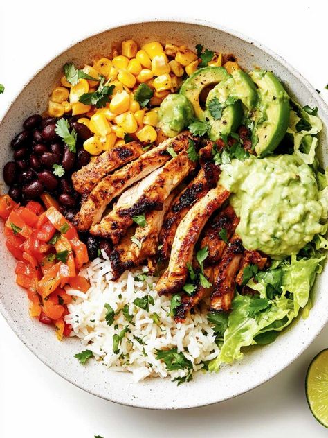 Loaded Chicken Fajita Burrito Bowl | Cocina Republic Healthy Fajitas Bowl, Mexican Grain Bowl, Taco Bell Chicken Cantina Bowl, Low Calorie Chicken Burrito Bowl, Healthy Chicken Taco Bowl, Fajita Bowls Chicken, Chicken Burittos Bowl Recipes, Chicken Mexican Bowl, Protein Burrito Bowl