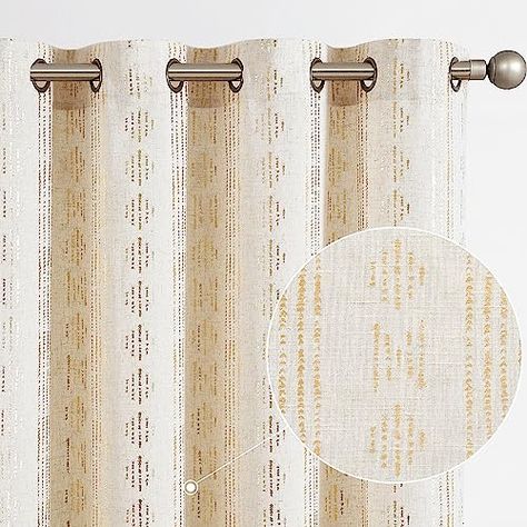 Glam Curtains, White Rustic Decor, Living Room Gold, Curtains Linen, Extra Long Curtains, Classic Curtains, Gold Curtains, Bedroom Curtains, Farmhouse Curtains