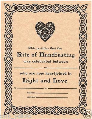 WICCA weddings ideas | Handfasting Certificate Wedding Marriage Wicca Pagan Hand Fasting BOS ... Handfasting Certificate, Wiccan Wedding, Witch Wedding, Hand Fasting, Pagan Wedding, Viking Wedding, Wicca Witchcraft, Commitment Ceremony, Celtic Wedding