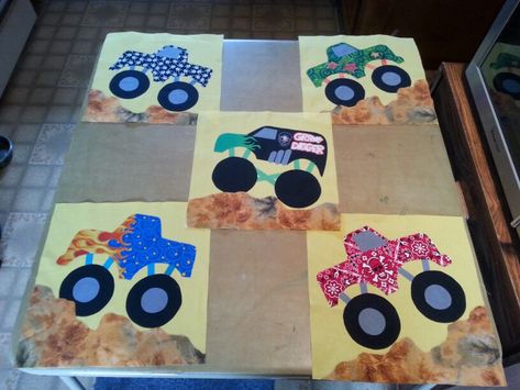 Monster truck Monster Truck Quilt, Truck Quilt, Prek Art, Paper Quilting, Truck Crafts, Boys Quilt Patterns, Foster Kids, Kids Quilts, Jeep Ideas