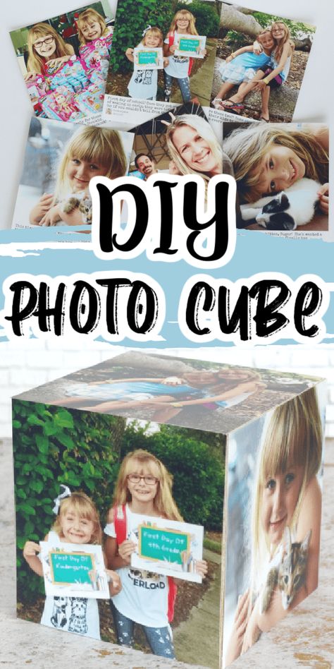 A DIY Photo Cube is such a fun to display your favorite photos! They're super easy to make and these pictures cubes make great DIY gift ideas too! Christmas Presents For Grandparents, Diy Photo Cube, Picture Cube, Photo Transfer To Wood, Photo Gifts Diy, Photo Cube, Fun Money, Creative Kids Crafts, Photo Cubes