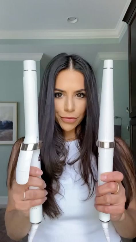 oliviajeanette_ on Instagram: The ultimate hair tool battle! Curling iron vs curling wand. Love both looks! The tapered wand gives me some nice curls with lots of… Curling Iron Vs Wand Curls, Curling Wand Hairstyles, Tapered Curling Wand, Curling Wand Tips, Wand Curling Iron, Wand Hairstyles, Curling Hair With Wand, Flat Iron Curls, Hair Iron