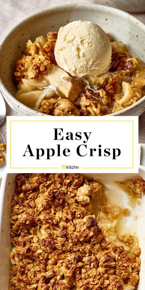 How To Make the Best, Easiest Apple Crisp — Cooking Lessons from The Kitchn Apple Crisp Without Oats, Apple Crisp With Oatmeal, Apple Crisp Recipe Healthy, Apple Crisp Dessert, Slow Cooker Apple Crisp, Apple Crisp Topping, Best Apple Crisp Recipe, Easy Apple Crisp, Crisp Desserts