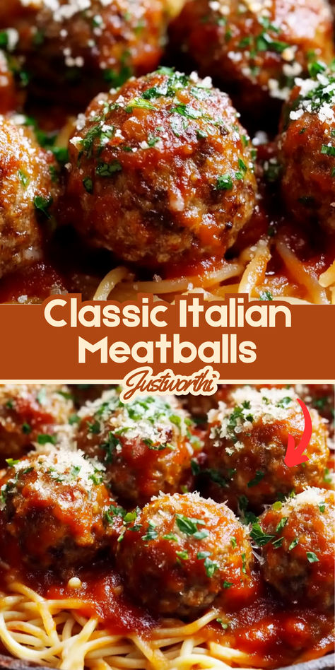 There’s nothing quite like the rich, savory flavor of homemade Italian meatballs. These Classic Italian Meatballs are tender, juicy, and packed with authentic flavors from herbs, garlic, and Parmesan cheese. Whether you serve them over spaghetti, in a sub roll, or as an appetizer, these meatballs will quickly become a family favorite. Hot Meatball Sandwich, Ground Beef Italian Meatballs, Simple Italian Meatballs, Meatball Recipes For Subs, Italian Meatball And Sauce Recipes, Meatball Recipe For Spaghetti, Meatball In Gravy Recipes, Beef Italian Meatballs, Meatball Recipes No Cheese