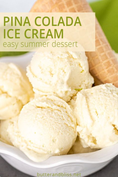 Dairy Free Pina Colada, Pina Colada Ice Cream, Homemade Ice Cream Recipes Machine, Pineapple Ice Cream, Ice Cream Recipes Machine, Easy Ice Cream Recipe, Ice Cream Maker Recipes, Easy Ice Cream, Homemade Ice Cream Recipes