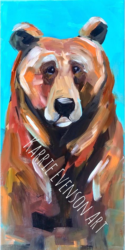 This is a 10x20 original acrylic painting from my wildlife series.  It's on a  gallery wrapped canvas wired and ready to hang. Comes with certificate of authenticity. Bear Paintings Acrylic, Paintings Acrylic Easy, Bear Paintings, Paintings Acrylic, Bear Bear, Paint And Sip, Bear Art, Baby Boy Rooms, Paint Ideas