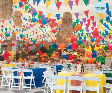 Filipino Festival Decorations, Pista Sa Nayon Decoration, Filipino First Birthday Parties, Banderitas Design, Pinoy Fiesta Theme Party, Fiesta Theme Party Filipino, Pinoy Fiesta, 40th Birthday Party Men, Fiesta Theme Party Decorations