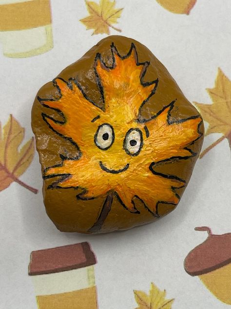 Whimsical Orange Maple Leaf, Its Fall Yall Art, Fall Decoration, Hand Painted Rock, Autumn Pebble Art, Stone Painting - Etsy November Painted Rocks, Thanksgiving Painted Rocks Ideas, Thanksgiving Rocks Painted Ideas, Fall Rocks Painted Ideas, Thanksgiving Rock Painting Ideas, Fall Painted Rocks, Fall Rock Painting Ideas, Pumpkin Rocks, Thanksgiving Rocks