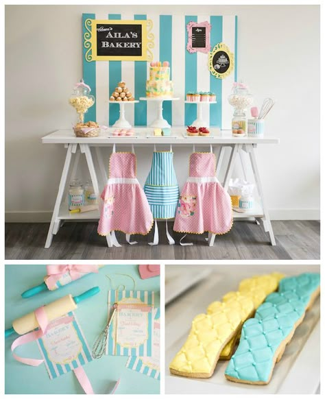 Bakery Birthday Party via Kara's Party Ideas | Party ideas, supplies, printables, desserts, invitations, activities and more! KarasPartyIdeas.com (2) Bakery Party Decorations, Butter Beans Cafe Birthday Party, Butter Bean Cafe Birthday Party Ideas, Butterbean Cafe Birthday Party Ideas, Baking Party Decorations, Cooking Themed Birthday Party, Butterbeans Cafe Party Ideas, Baking Party For Kids, Baking Birthday Party Ideas