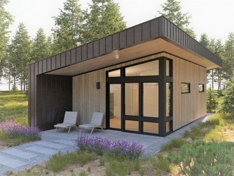 The Beauty of Small Container House Living Small Guest House Plans, 500 Sq Ft House, Backyard Guest Houses, Vacation House Plans, Guest House Plans, Cargo Container Homes, Tiny House Interior Design, Tiny House Layout, Tiny House Loft