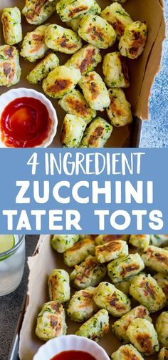 Zucchini Tater Tots, Vegan Zucchini Recipes, Parmesan Zucchini Chips, Potato Zucchini, Tater Tot Recipes, Zucchini Recipes Healthy, Vegan Zucchini, Diner Recept, Vegan Side Dishes