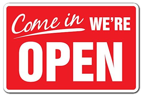 Amazon.com: COME IN WE'RE OPEN Business Sign store hours yes we are open closed | Indoor/Outdoor | 12" Tall: Office Products Yes We Are Open, Open Business, Were Open, Miami Vacation, Closed Signs, Open Relationship, Retail Signs, Open Signs, We're Open