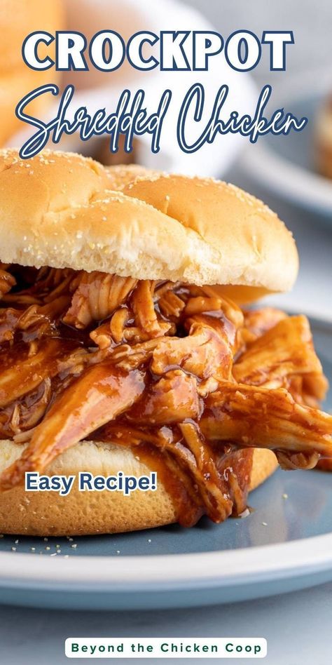 Make a tasty homemade meal with ease using this crockpot BBQ shredded chicken. Perfect for lunch or dinner, this slow cooker recipe produces flavorful and tangy shredded chicken, great for sandwiches or as a standalone dish. Enjoy the convenience of a delicious homemade barbecue experience with minimal effort. Crock Pot Bbq Chicken, Crock Pot Bbq, Shredded Bbq Chicken, Homemade Barbecue, Bbq Chicken Sandwich, Slow Cooker Bbq Chicken, Bbq Chicken Crockpot, Healthy Beef Recipes, Keto Beef Recipes