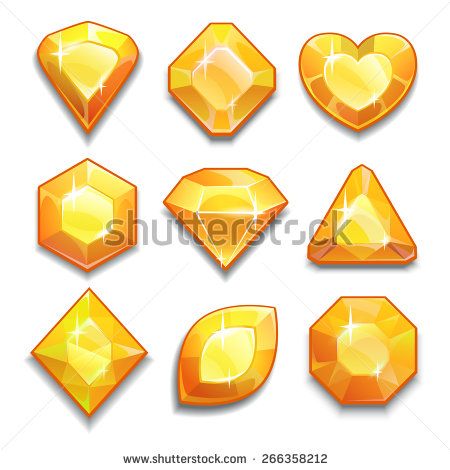 Yellow Crystals, Game Concept Art, Game Concept, Game Icon, White Stock, Free Vector Art, Art Tips, Yellow Diamond, Different Shapes