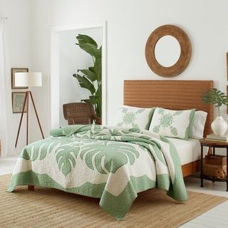 Tommy Bahama Home, Hawaiian Quilts, Green Quilt, Bedding Stores, Tropical Leaf, King Quilt, Quilt Set, Reversible Quilt, Queen Quilt